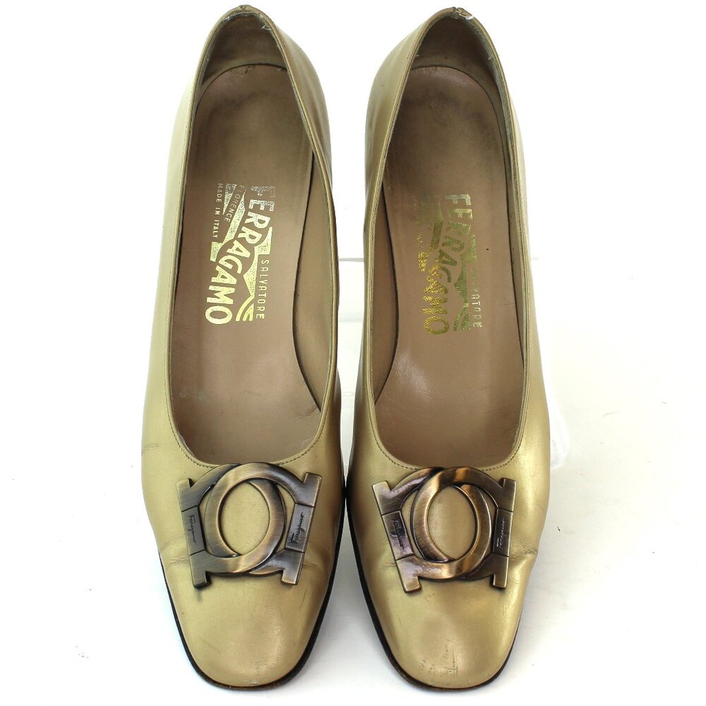 Salvatore Ferragamo Buckled Kitten Heel Pump (8 US)